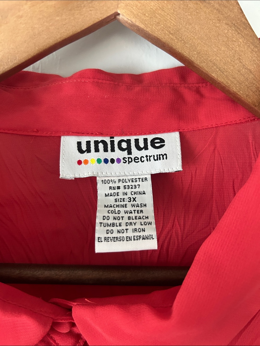 Unique Spectrum Red Ruffle Button-Front Blouse - Picture 2 of 7
